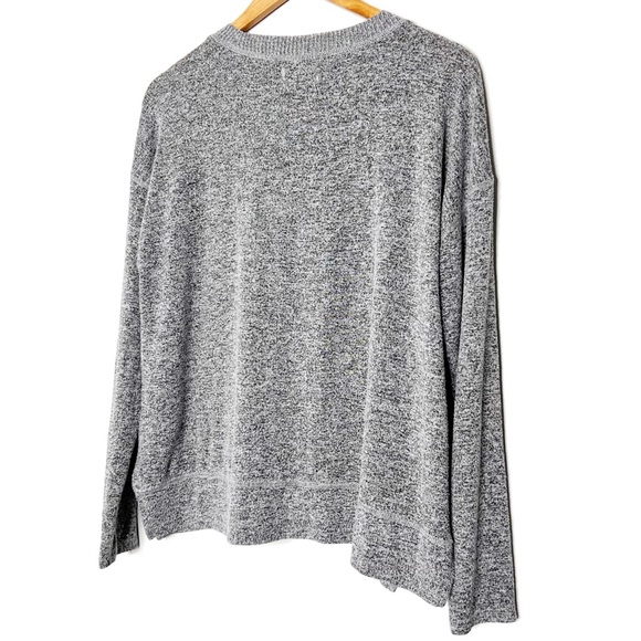 Lucky Brand Women’s Gray Black Marbled Crewneck Soft Fuzzy Long Sleeve Sweater - Picture 10 of 16